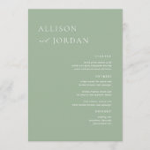 Sage Green Simple Wedding Menu Cards Menükarte (Vorderseite)