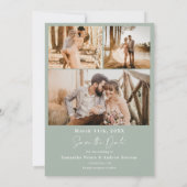 Sage Green Skript 6 Foto Hochzeit speichern Sie da Save The Date (Rückseite)