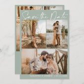 Sage Green Skript 6 Foto Hochzeit speichern Sie da Save The Date (Vorne/Hinten)