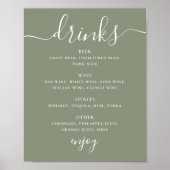 Sage Green Skript Hochzeit alkoholische Getränke B Poster (Vorne)