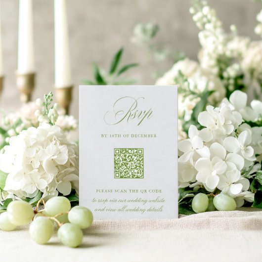 Sage Green & Sky Blue QR Code UAWG Wedding Card RSVP Karte