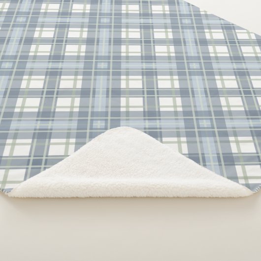 Sage Green, Slate Blue und Creme Kariert Sherpadecke (3/4)