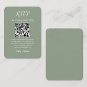 Sage Green Small Vertical Wedding RSVP QR Code Begleitkarte (Vorne/Hinten)