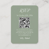 Sage Green Small Vertical Wedding RSVP QR Code Begleitkarte (Vorderseite)
