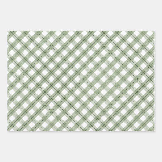 Sage Green Snowflakes Pine Karierte Urlaubsmuster Geschenkpapier Set (Vorderseite 2)
