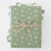 Sage Green Snowflakes Pine Karierte Urlaubsmuster Geschenkpapier Set (Beispiel)