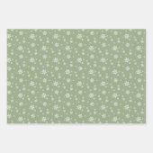 Sage Green Snowflakes Pine Karierte Urlaubsmuster Geschenkpapier Set (Vorderseite)