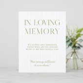 Sage Green & Soft Blue In Loving Memory Sign (Stehend Vorderseite)