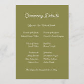 Sage Green & Soft Yellow Botanical Weddin Programm (Rückseite)