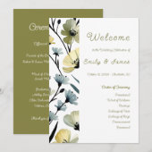 Sage Green & Soft Yellow Botanical Weddin Programm (Vorne/Hinten)