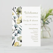 Sage Green & Soft Yellow Botanical Weddin Programm (Stehend Vorderseite)