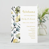 Sage Green & Soft Yellow Botanical Weddin Programm (Stehend Vorderseite)