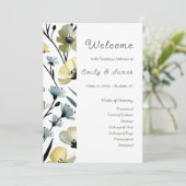 Sage Green & Soft Yellow Botanical Weddin Programm (Stehend Vorderseite)