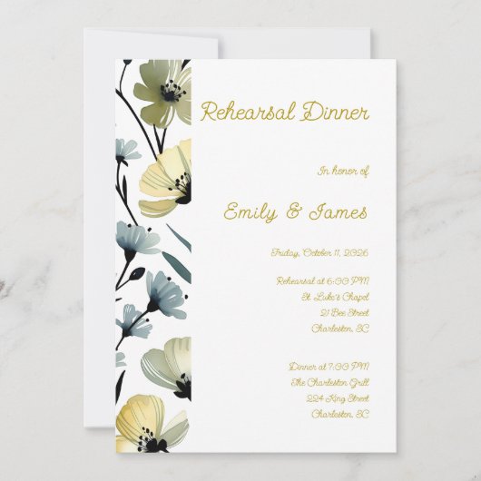 Sage Green & Soft Yellow Botanical Wedding Einladung (Vorderseite)