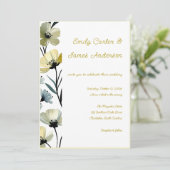 Sage Green & Soft Yellow Botanical Wedding Einladung (Stehend Vorderseite)