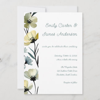 Sage Green & Soft Yellow Botanical Wedding Einladung