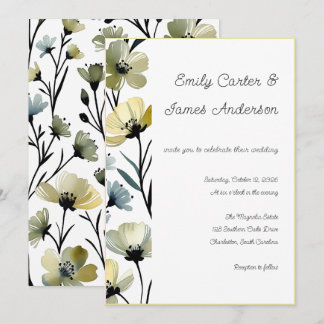 Sage Green & Soft Yellow Botanical Wedding Einladung