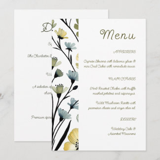 Sage Green & Soft Yellow Botanical Wedding Menükarte