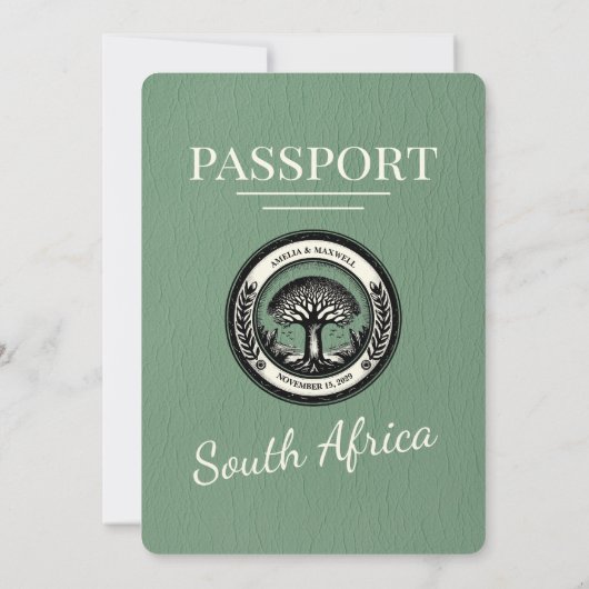 Sage Green South Africa Pass Hochzeit Einladung (Rückseite)