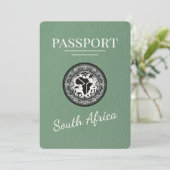 Sage Green South Africa Passport Save The Date (Stehend Vorderseite)