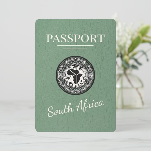 Sage Green South Africa Passport Save The Date (Stehend Vorderseite)