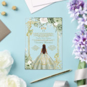 Sage Green Spanish Gold 15 Años Princess Birthday Acryleinladungen (In Situ (Hochzeit))