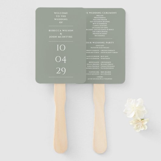 Sage Green Special Date Wedding Programm Fächer (Vorne und Hinten)