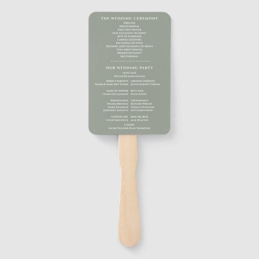 Sage Green Special Date Wedding Programm Fächer (Rückseite)
