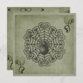 Sage Green Spider Scroll Halloween-Party Einladung (Vorne/Hinten)