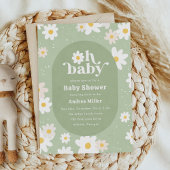 Sage Green Spring Daisies Floral Baby Shower Einladung