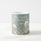 Sage Green Spring Floral Teacher Elegant Script Kaffeetasse (Mittel)