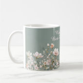 Sage Green Spring Floral Teacher Elegant Script Kaffeetasse (Links)