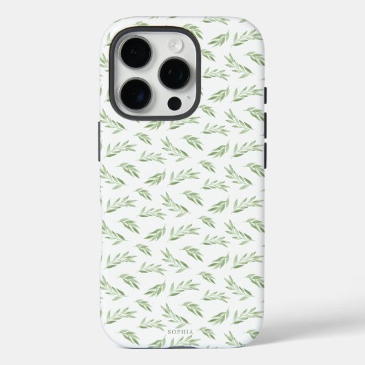 Sage Green Spring Verlasst Personalisierten Namen Case-Mate iPhone Hülle (Rückseite)