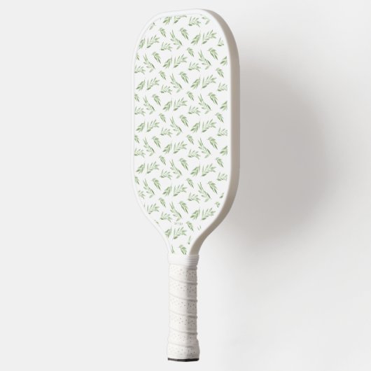 Sage Green Spring Verlasst Personalisierten Namen Pickleball Schläger (Links)