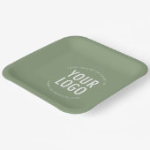Sage Green Square Paper Plates Custom Logo Printed Pappteller (Gewinkelt)
