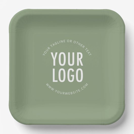 Sage Green Square Paper Plates Custom Logo Printed Pappteller (Vorderseite)