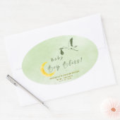 Sage Green Starlit Baby Boy Bliss Special Delivery Ovaler Aufkleber (Umschlag)