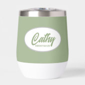 Sage Green stilisierte Name Wedding Bridesmaid (Vorderseite)