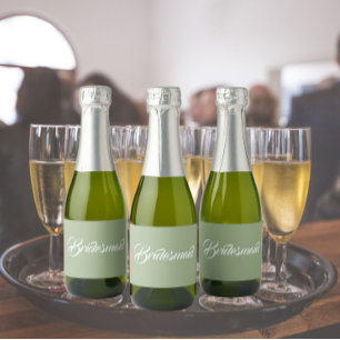 Sage Green Stilistische SkriptWedding Bridesmaid Schaumweinetikett