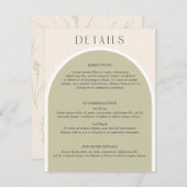 Sage Green Stilvoll moderner Bogen Hochzeitsinfo Begleitkarte (Vorne/Hinten)