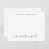 Sage Green Stilvolle Skripte Elegante Minimalistis Mitteilungskarte (Vorne/Hinten)