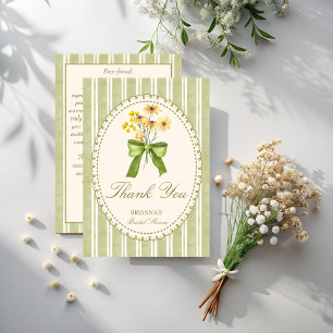 Sage green Streifen Retro elegantes Brautparty Dankeskarte