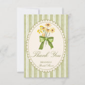 Sage green Streifen Retro elegantes Brautparty Dankeskarte (Vorderseite)