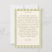 Sage green Streifen Retro elegantes Brautparty Dankeskarte (Rückseite)