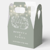 Sage Green String Lights Floral Wedding Geschenkschachtel (Geöffnet)
