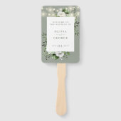 Sage Green String Lights Floral Wedding Program Fächer (Vorderseite)