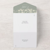 Sage Green String Lights Mason Jars Wedding All In One Einladung (Außenbereich)