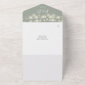 Sage Green String Lights QR Code Wedding All In One Einladung (Außenbereich)