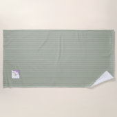 Sage Green Strip Lila Blumenzellenschrift Monogram Strandtuch (Vorderseite)