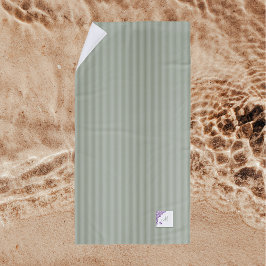 Sage Green Strip Lila Blumenzellenschrift Monogram Strandtuch